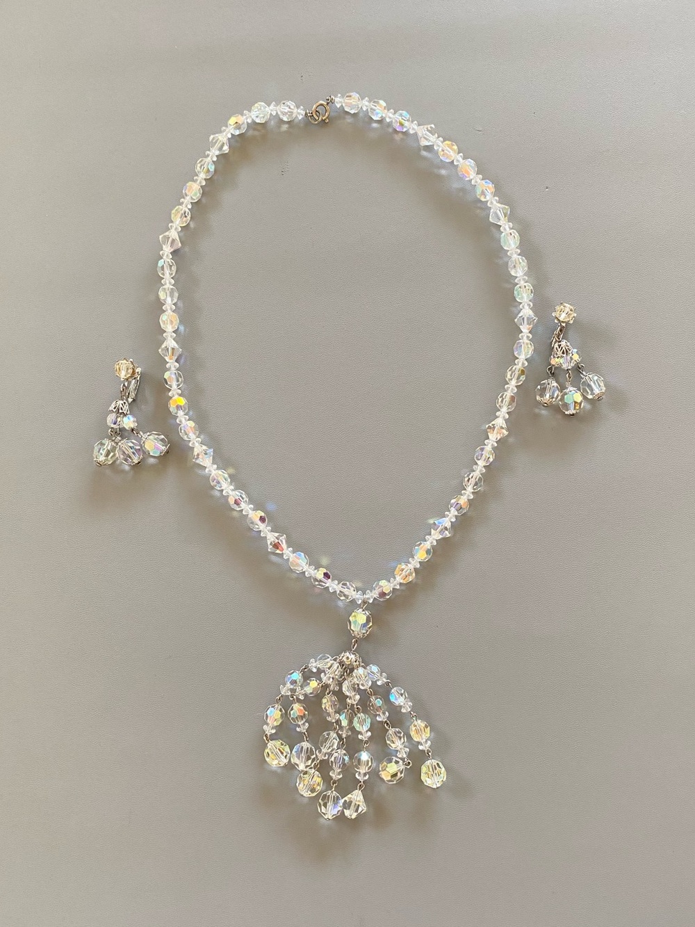 Coro 1950's Aurora Borealis Crystal Necklace & Earrings​​​